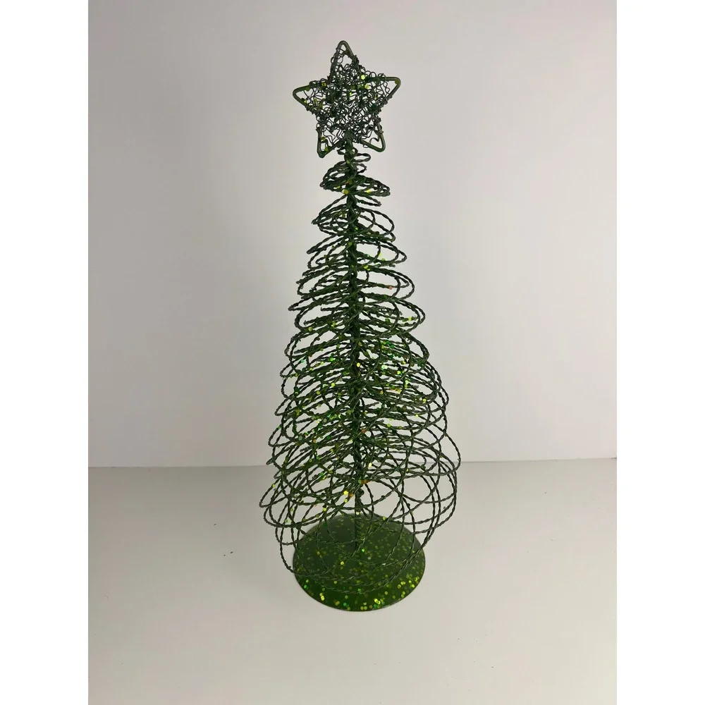 Pier One Glitter‎ Wire Christmas Tree Star Topper Festive Holiday Decor Green